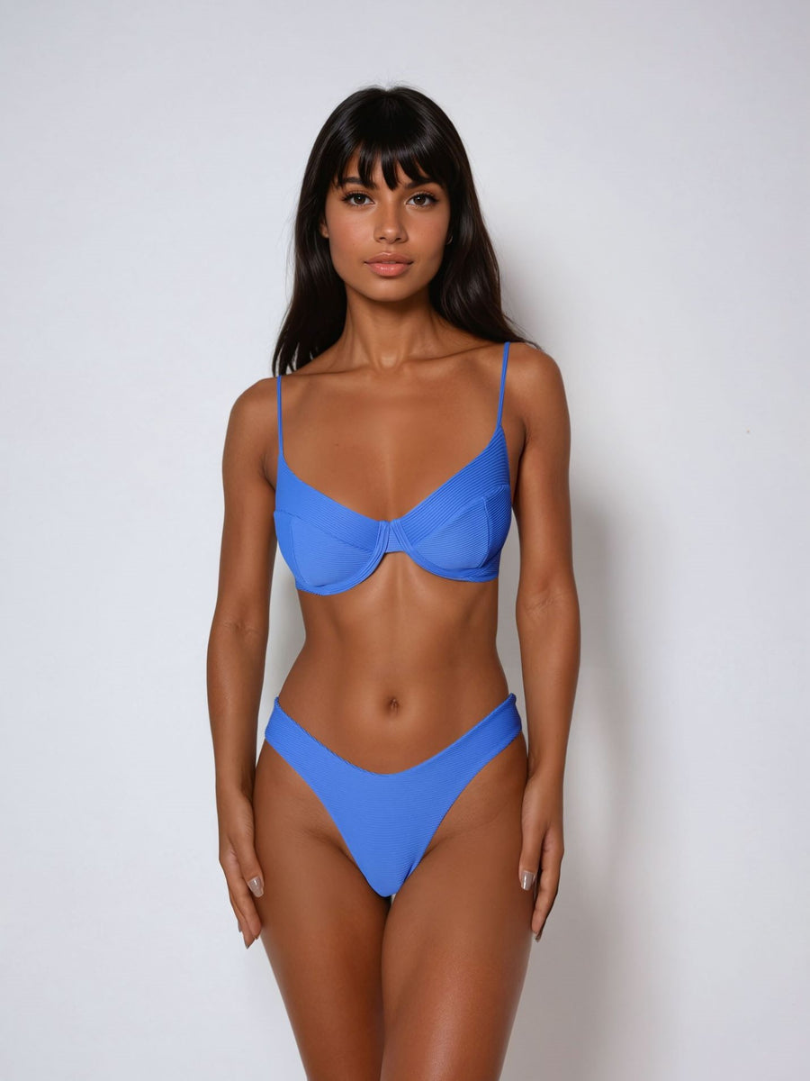 Top Bardot - Canelado Azul