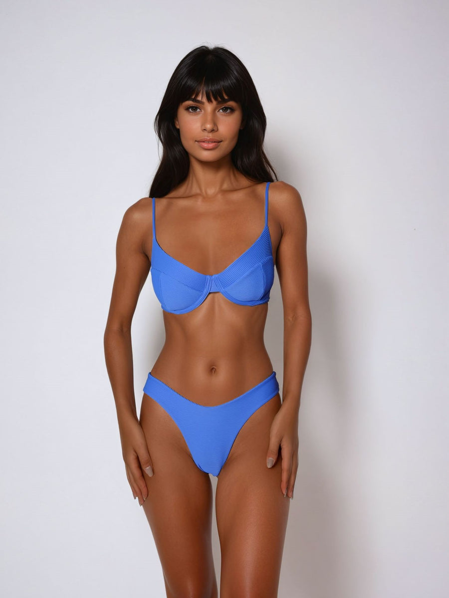 Top Bardot - Canelado Azul